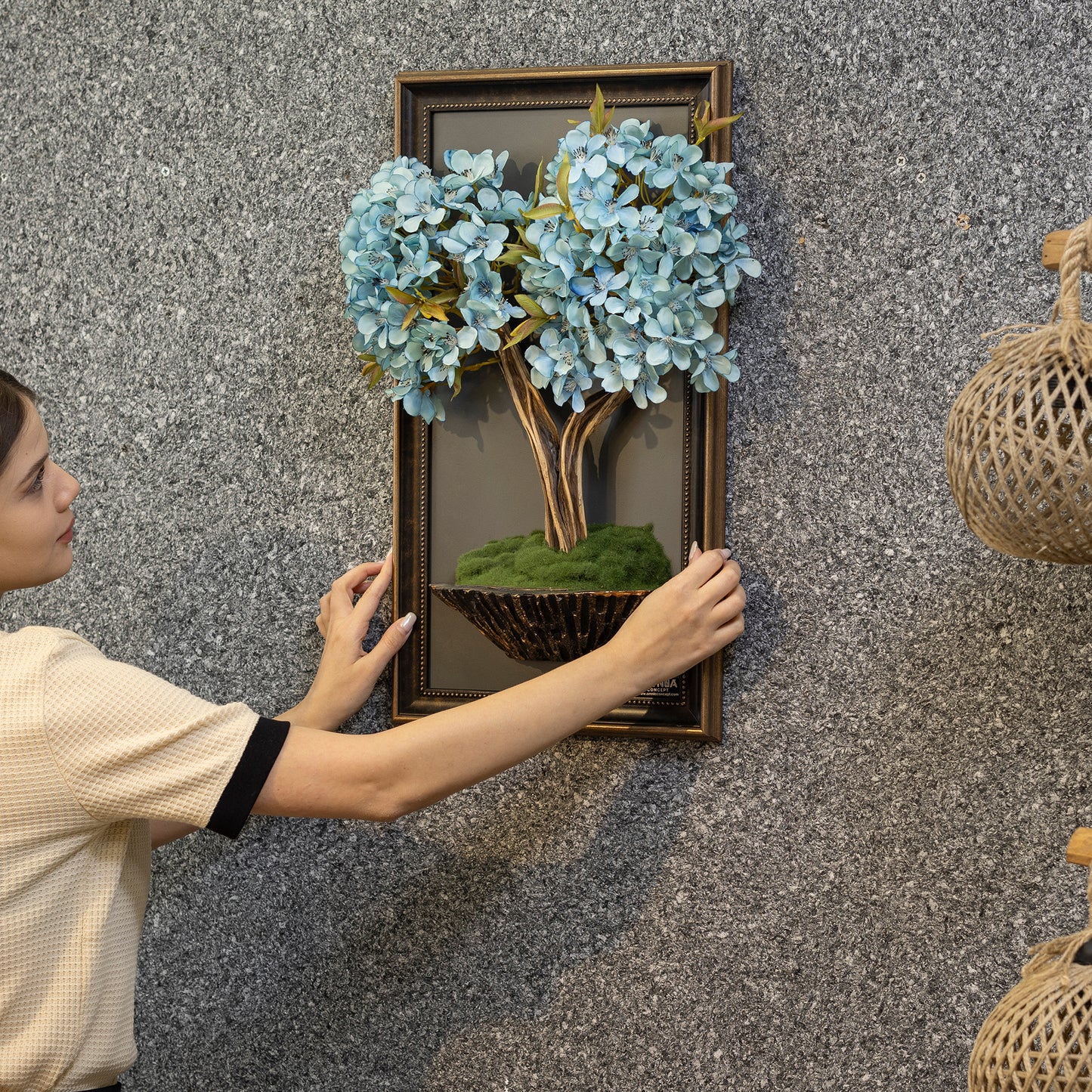Bonsai Tree Tableau - 11 - Tree Portrait, Tree Wall Art, Tree Wall Decor, Wallboard, Home Decoration, Handmade
