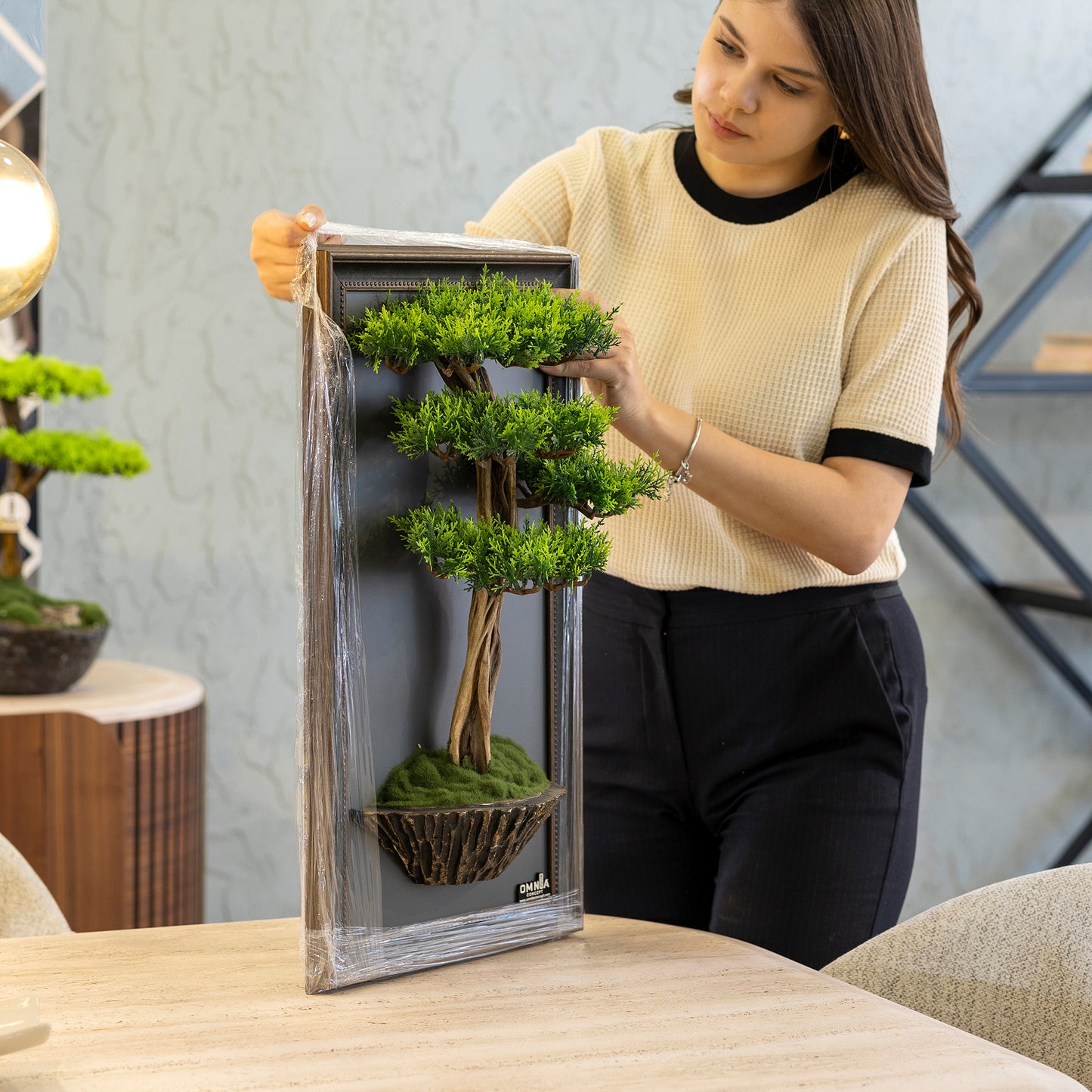 Bonsai Tree Tableau - 1 - Tree Portrait, Tree Wall Art, Tree Wall Decor, Wallboard, Home Decoration, Handmade
