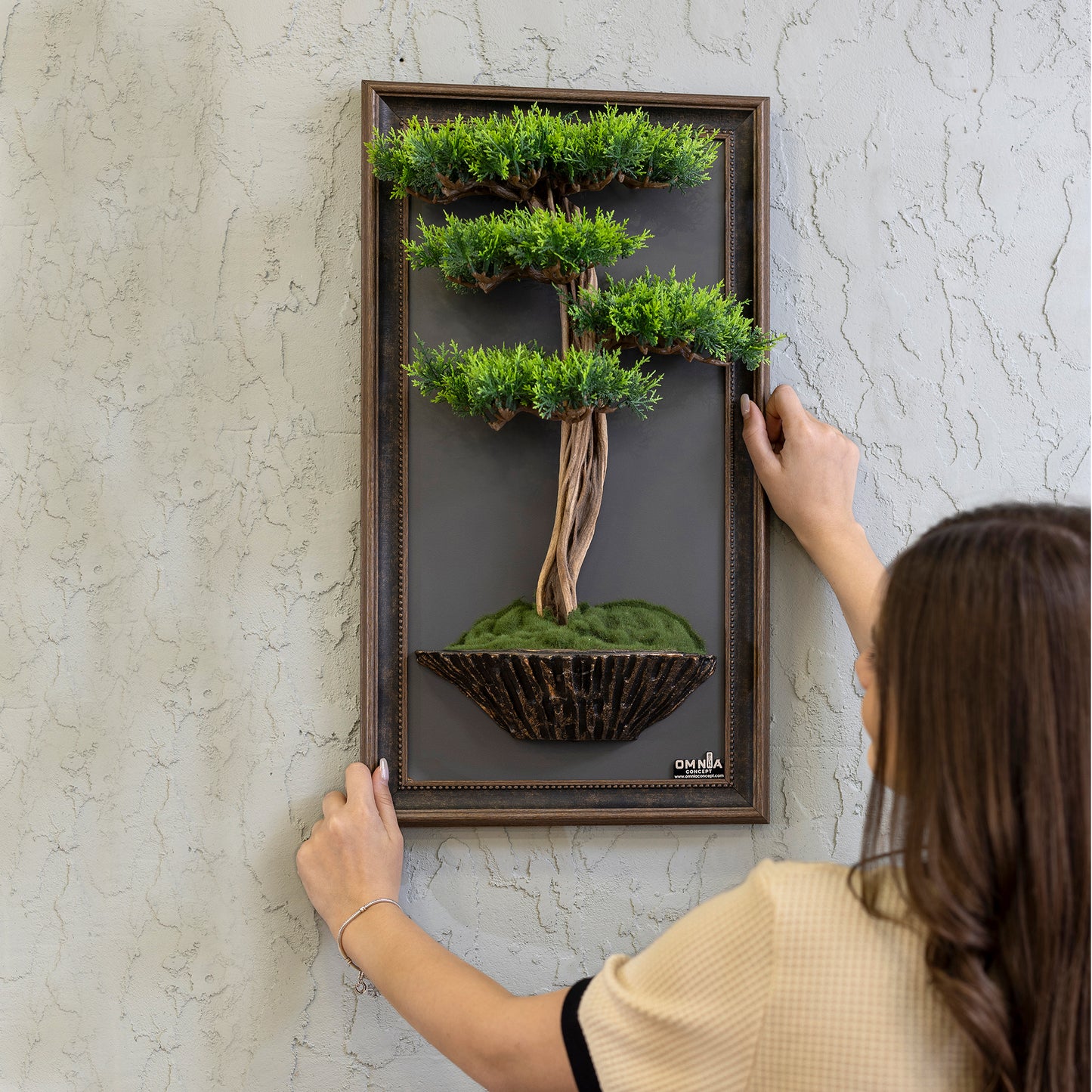 Bonsai Tree Tableau - 1 - Tree Portrait, Tree Wall Art, Tree Wall Decor, Wallboard, Home Decoration, Handmade